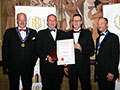 Liberation Brewery receiving their award for 'Liberation Ale' (Gold for Ales, abv 4.0% - 4.4%).
